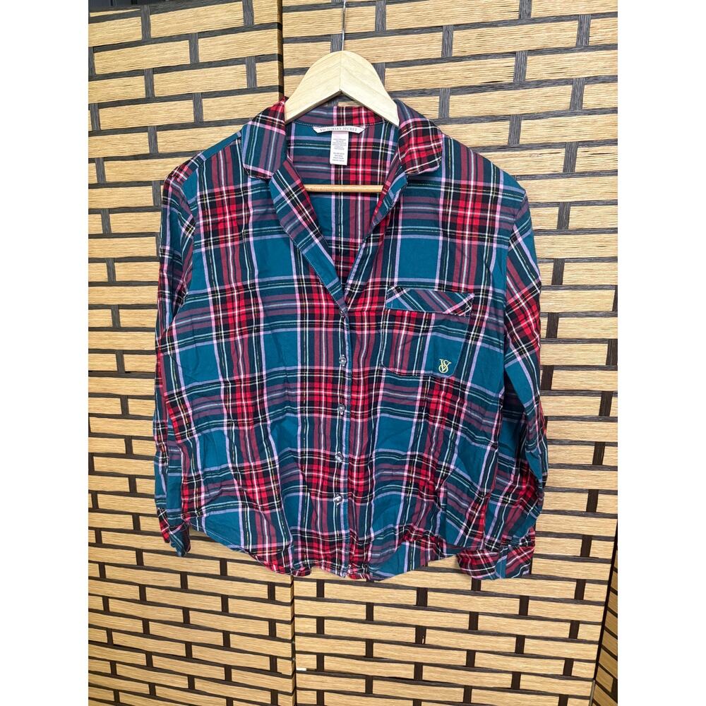 Victorias Secret Plaid Button Down Pajama Top Size XS‎